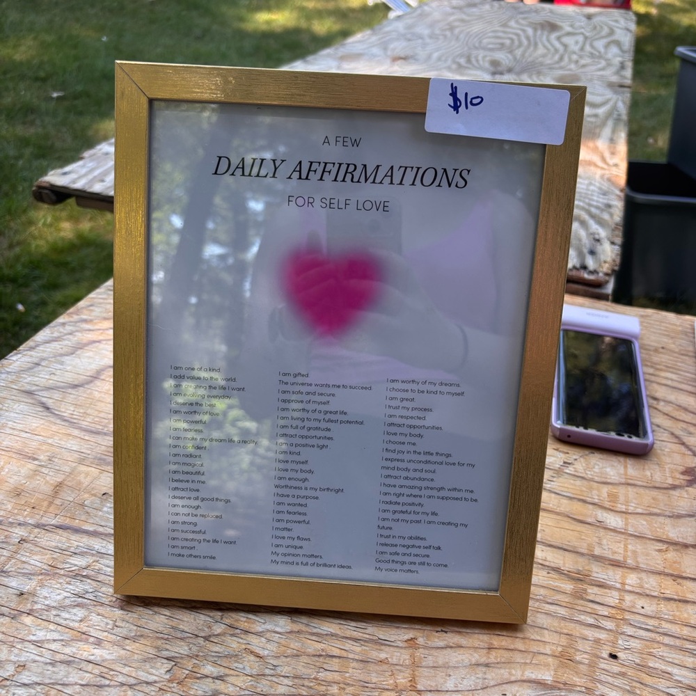 Gold Framed Daily Affirmations for Self Love Frame